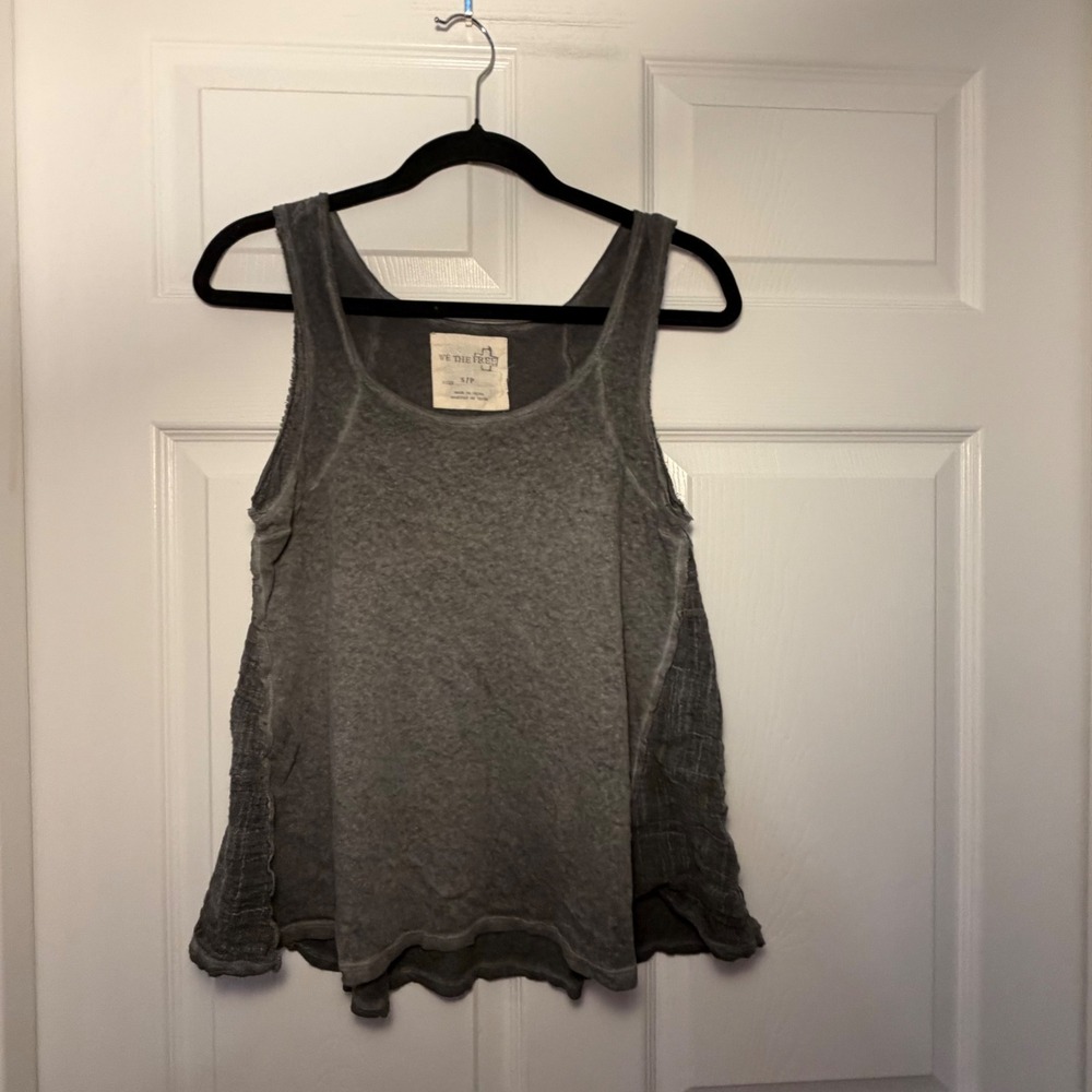 Free People We The Free Tank Top Gray Small Boho Raw Edge Casual Summer